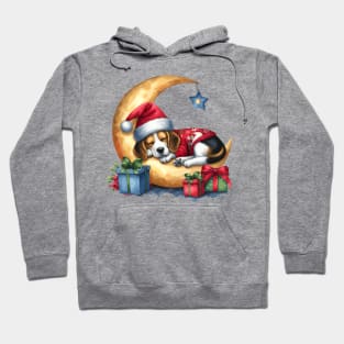 Beagle Dog On The Moon Christmas Hoodie